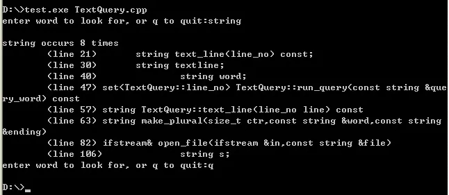 C++关联容器综合应用：TextQuery小程序