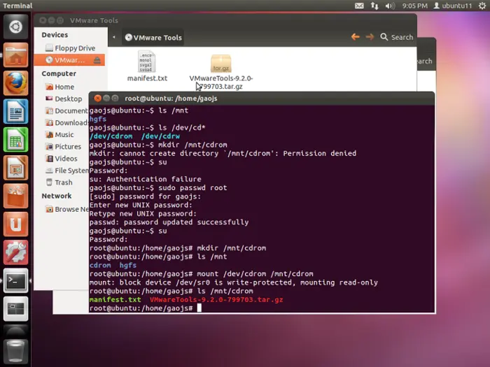 Win7与虚拟机VMware下运行的Ubuntu共享文件夹