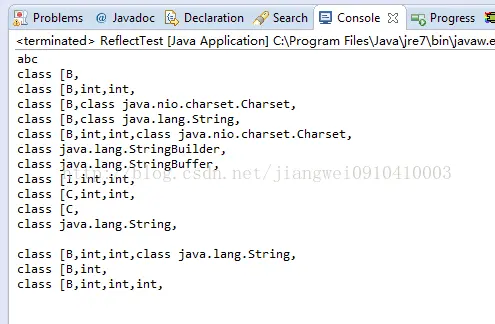 Java高新技术第二篇：反射技术                                                    分类：            Java             2014-01-12 15:42    1614人阅读    评论(0)    收藏
首先来了解一下Java中的反射的一些概念:
下面来看一下基本类型和对象类型的却别：
下面来看一下Class中的Constructor类（类的构造方法）
下面在来看一下Field类，用来表示对象字段类型的
下面在来看一下Method类，是对应对象中方法
下面来看一下怎么反射带有数组参数的方法