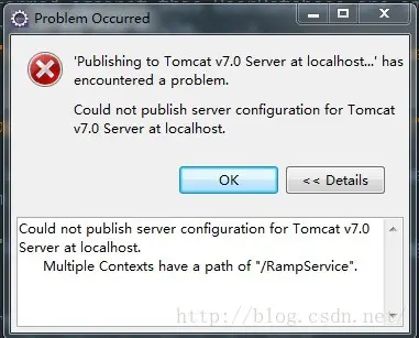 eclipse 启动 tomcat ： Multiple Contexts have a path of "/SOAProject"