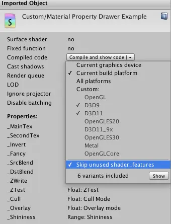 【Unity Shader】自定义材质面板的小技巧
写在前面
示例
shader feature和shader keyword
#pragma shader_feature和#pragma multi_compile的区别