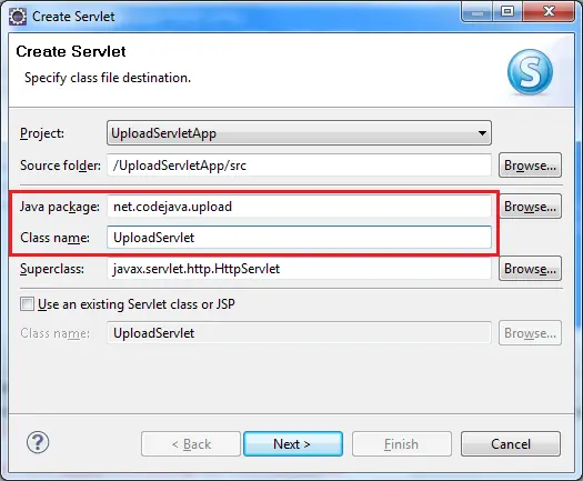 Eclipse-based Tutorial: File Upload servlet with Apache Common File Upload API
1. Seting up environment
2. Setting up Eclipse project
3. Coding File Upload form
4. Creating the Servlet
5. Implementing code to handle file upload
6. Coding message page
8.The generated web.xml file
8. Testing the application