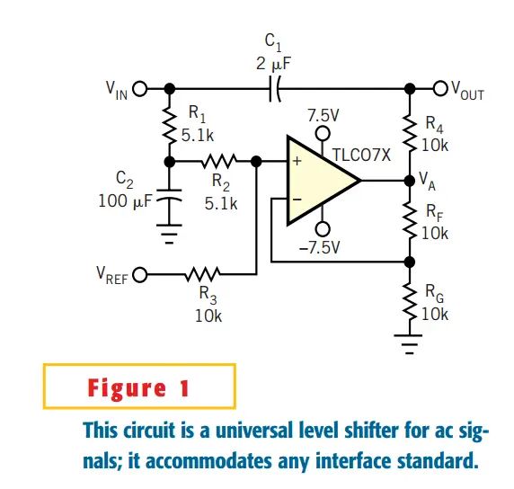 Circuit level-shifts ac signals