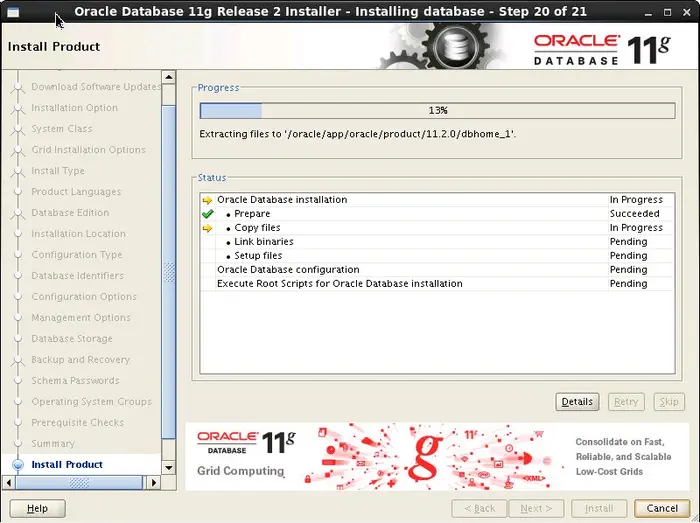 在redhat6.4下安装 Oracle® Database 11g Release 2