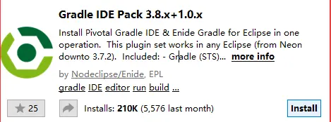 gradle入门（1-7）eclipse和gradle集成插件的安装和使用
 
二、安装另一种gradle插件：sts
