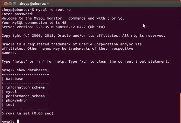 Ubuntu 安装mysql