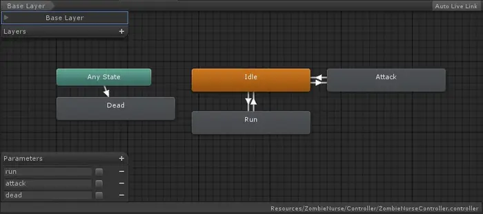 Unity3D之Mecanim动画系统学习笔记（十）：Mecanim动画的资源加载相关
模型动画都存放在一个文件中的情况
模型动画分开存放的情况