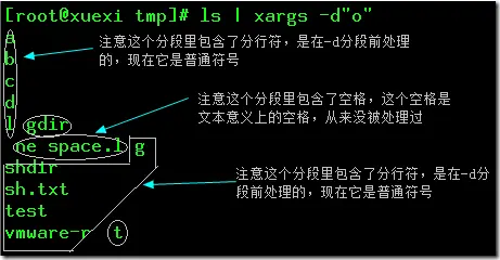 xargs原理剖析及用法详解
1.1 为什么需要xargs
1.2 文本意义上的符号和标记意义上的符号
1.3 分割行为之：xargs
1.4 使用xargs -p或xargs -t观察命令的执行过程
1.5 分割行为之：xargs -d
1.6 分割行为之：xargs -0