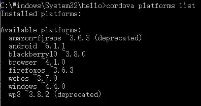 cordova 基本命令 以及如何添加，删除插件