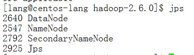 Hadoop伪分布式安装
1.安装过程中所用到的基本命令有：
2.[lang@centos-lang ~]$
4.hadoop伪分布式安装