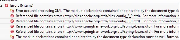 Referenced file contains errors (http://tiles.apache.org/dtds/tiles-config_3_0.dtd)