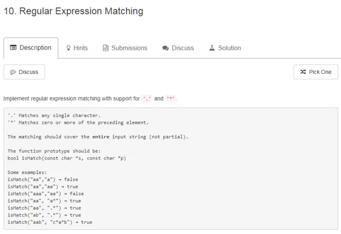 [LeetCode]10. Regular Expression Matching
