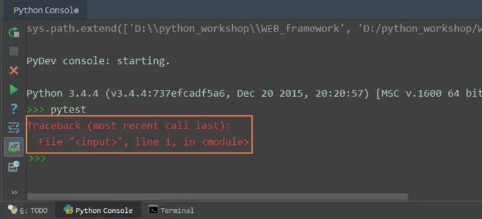 不能在Python Console中运行pytest