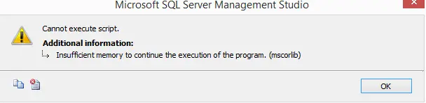 SQL执行SQL语句提示 "内存不足"(insufficient memory....)的解决方法