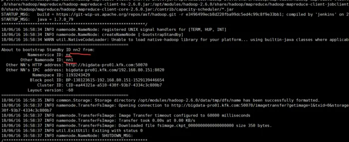 执行bin/hdfs haadmin -transitionToActive nn1时出现，Automatic failover is enabled for NameNode at bigdata-pro02.kfk.com/192.168.80.152:8020 Refusing to manually manage HA state的解决办法（图文详解）
全网最详细的Hadoop HA集群启动后，两个namenode都是standby的解决办法（图文详解）
启动并测试