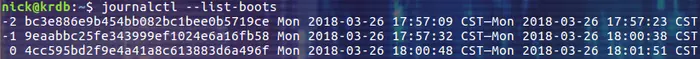 Linux之26——journalctl 命令
Help 
输出所有的日志记录
匹配(match)
把日志保存到文件中
限定日志所能占用的最高容量
查看某次启动后的日志
查看指定时间段的日志
同时应用 match 和时间过滤条件
按 unit 过滤日志
通过日志级别进行过滤
实时更新日志
只显示最新的 n 行
控制输出
按可执行文件的路径过滤
查看内核日志
总结