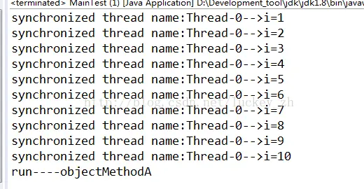 java中synchronized关键字的用法
方法二
 

在子类方法中调用父类的同步方法
test01的运行结果
运行结果
当没有明确的对象作为锁，只是想让一段代码同步时，可以创建一个特殊的对象来充当锁：

本例中去掉注释中的signal可以看到同样的运行结果
静态方法是属于类的而不属于对象的。同样的，synchronized修饰的静态方法锁定的是这个类的所有对象。
 

本例的的给class加锁和上例的给静态方法加锁是一样的，所有对象公用一把锁
 
 
synchronized代码块间的同步性
验证synchronized (this)代码块是锁定当前对象
synchronized(任意自定义对象)与synchronized同步方法共用
静态同步synchronized方法与synchronized(*.class)代码块