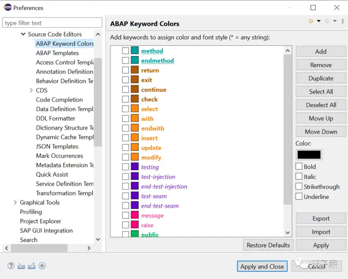 SAP ABAP Development Tool 提高开发效率的十个小技巧
1. 快速打开 ABAP Development Tool 任意设置
2. CDS view 数据的本地保存
3. 快速打开任意一个 ABAP 开发对象
4. 在嵌入的弹出对话框查看对象明细
5. 在 ABAP 类方法实现的任意位置查看其参数定义
6. 类似 Visual Studio Code 的 Quick Fix 功能
7. 添加代码注释
8. 让 ABAP 代码格式化工具支持驼峰风格(Camel Case)
9. 更改 ABAP 关键字的颜色
10. ABAP Occurances