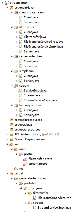 java gRPC四种服务类型简单示例