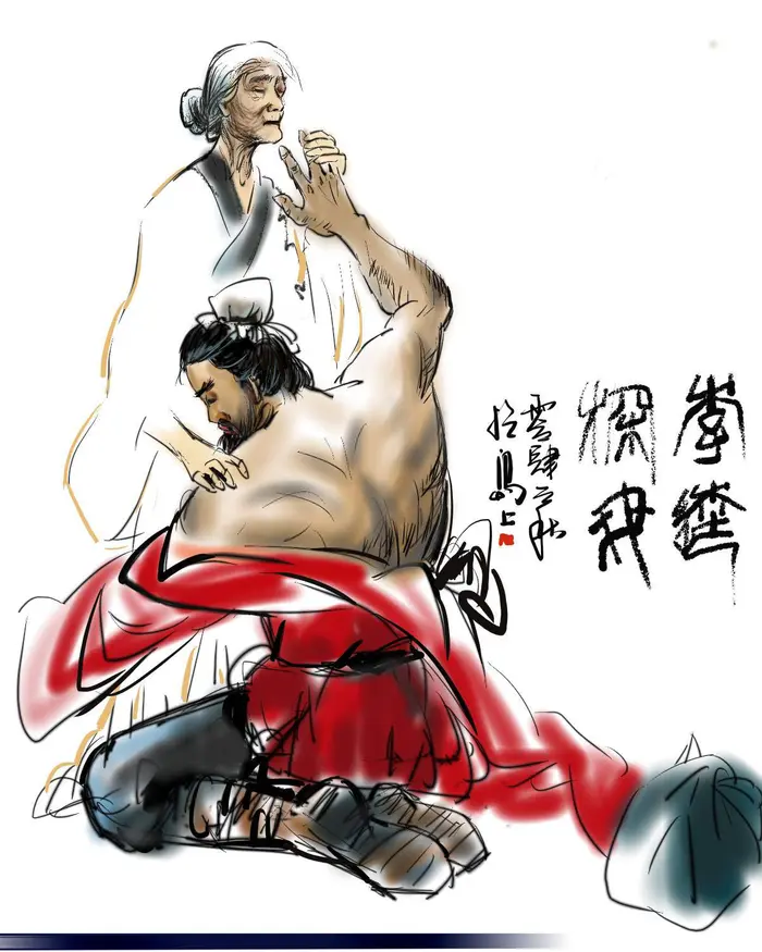 painter绘制经典国画《水浒传》中的一幅插画教程