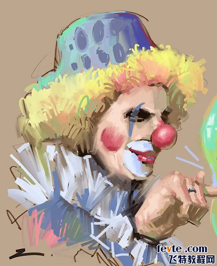 Painter绘制卡通小丑头像