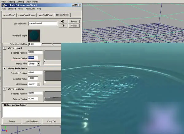 maya制作物体落水时产生的水面波纹动画效果