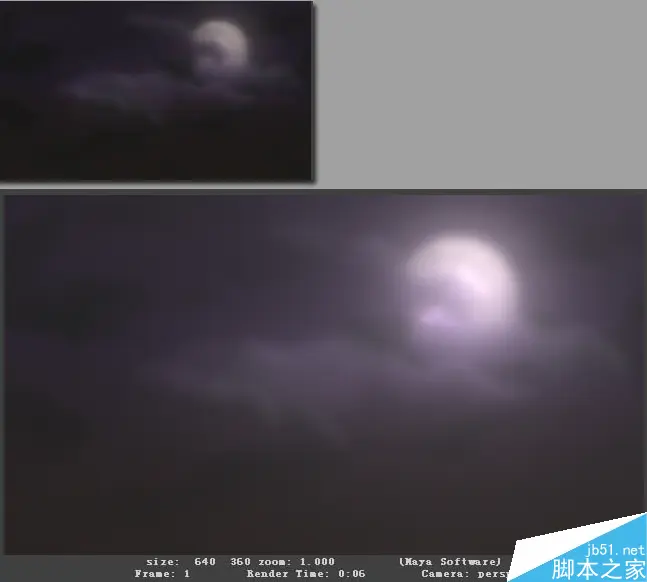 场景渲染教程:MAYA渲染出乌云里的月亮