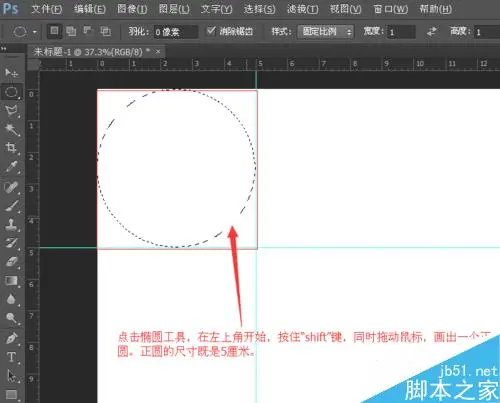 [两种方法]用PS绘制绘制一个直径5厘米的正圆