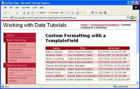 在ASP.NET 2.0中操作数据之十二：在GridView控件中使用TemplateField