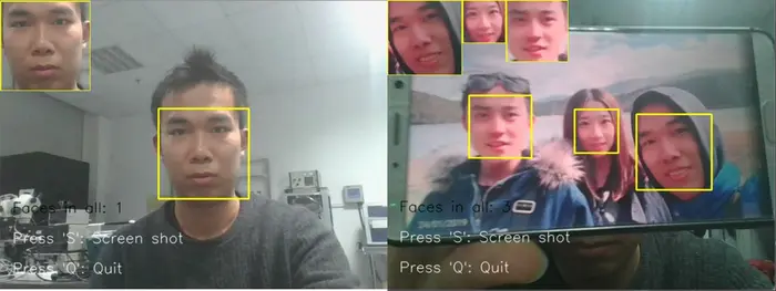 Python3利用Dlib实现摄像头实时人脸检测和平铺显示示例