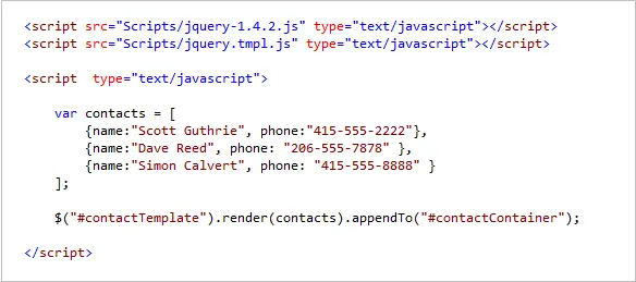 jQuery模板技术和数据绑定实现代码