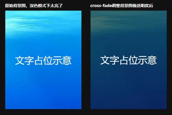 使用CSS cross-fade()实现背景图像半透明效果的示例代码