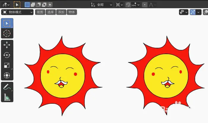 blender2.9怎么画卡通小太阳图形?