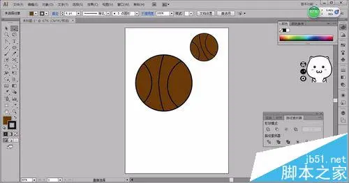 AI怎么绘制一大一小的篮球?
