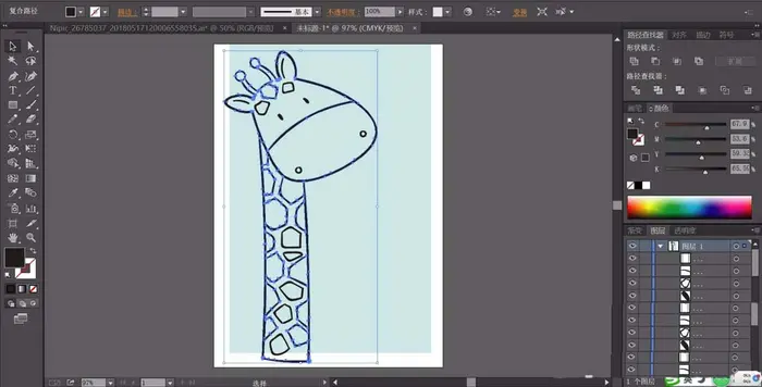 ai怎么设计卡通的长颈鹿头像? ai长颈鹿的画法