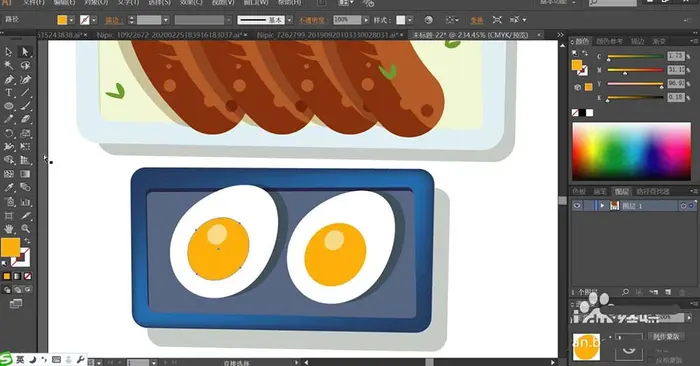 ai怎么绘制烤肠鸡蛋套餐? ai早餐插画的绘制方法