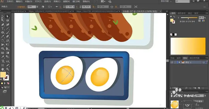 ai怎么绘制烤肠鸡蛋套餐? ai早餐插画的绘制方法
