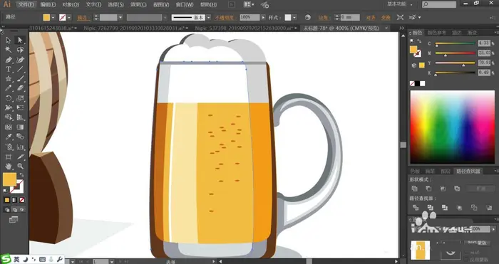 ai怎么绘制啤酒和啤酒桶? ai啤酒桶插画的画法