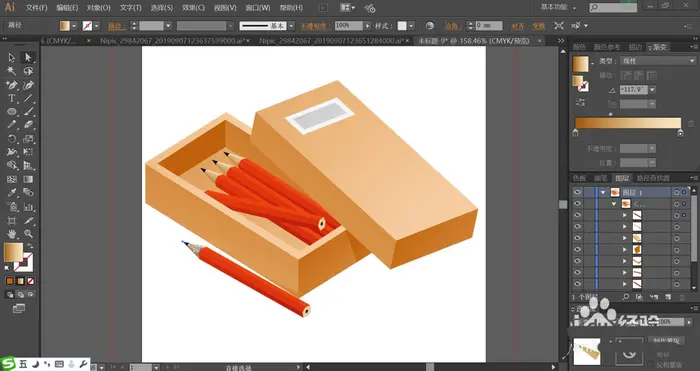 ai怎么设计铅笔盒插画? ai铅笔盒的画法