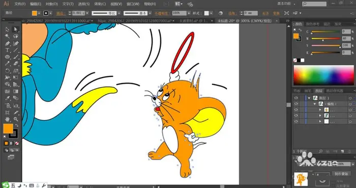 ai怎么手绘猫和老鼠卡通动画角色?