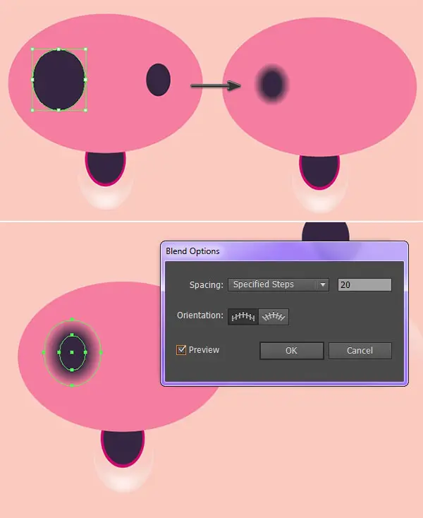 教你如何在AI里绘制一个简单可爱的猪脸图标