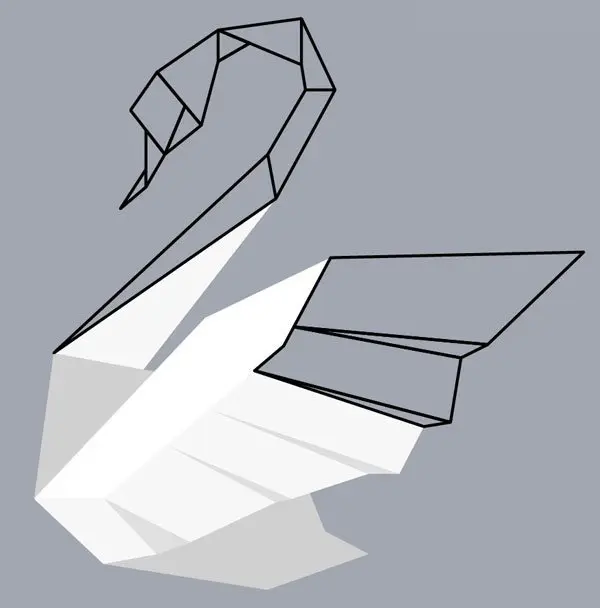 用AI绘制真实折纸风格的天鹅图标教程