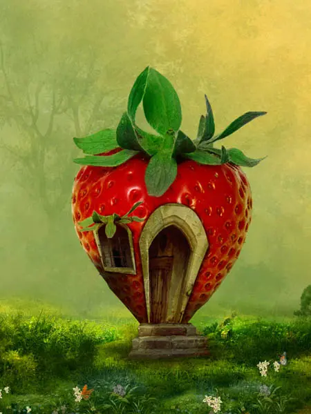 photoshop合成制作出非常可爱的红色草莓小房子