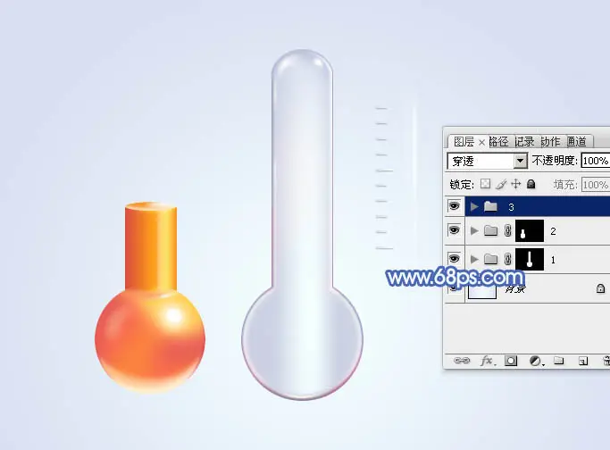 Photoshop设计制作出一个精致的玻璃温度计图标