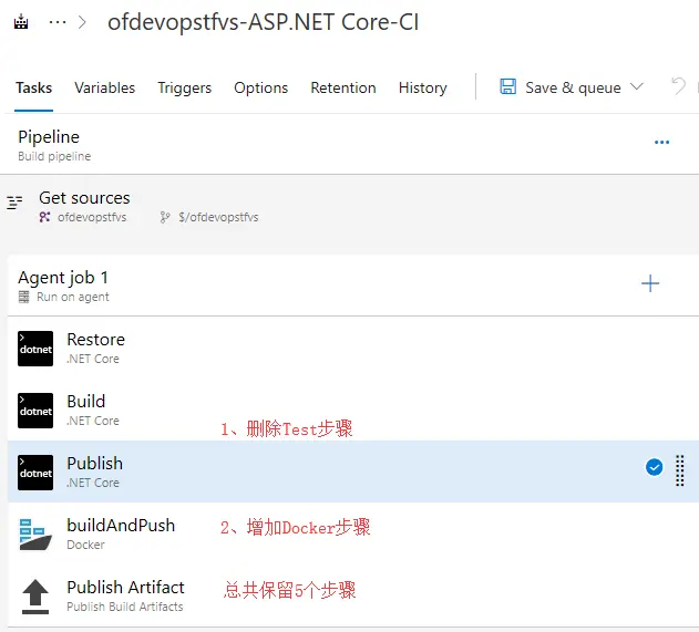 【OF框架】在Azure DevOps中配置项目持续集成CI服务，推送镜像到Azure容器注册表
