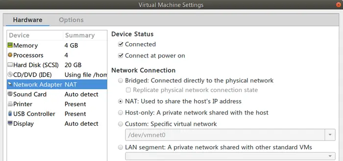 在VMware中使用Nat方式设置静态IP