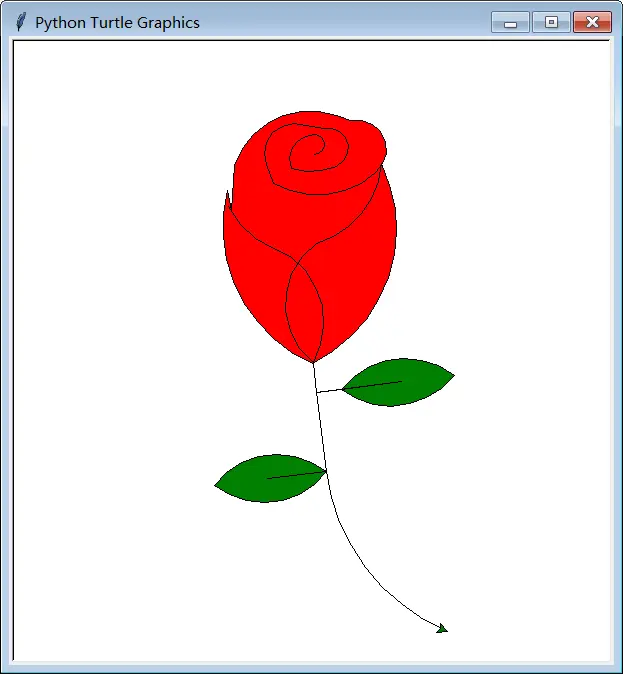 Python编程练习：使用 turtle 库完成玫瑰花的绘制