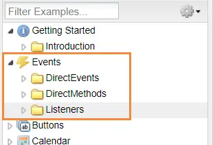 1、Ext.NET 1.7官方示例笔记-事件
DirectEvents摘要
异步DirectEvents
DirectEvent连接到[WebMethod] WebService
DirectMethod概述
将Click Listener添加到Button（或任何Ext.Net/Ext控件）