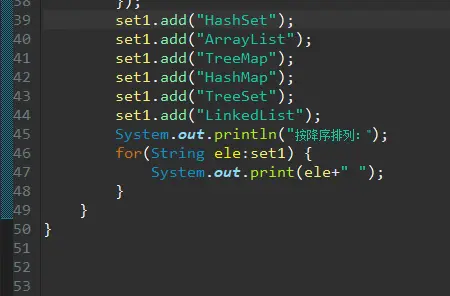 使用TreeSet和Comparator,写TreeSetTest1       要求：对TreeSet中的元素"HashSet"、"ArrayList"、"TreeMap"、 "HashMap"、"TreeSet"、"LinkedList"进行升序和倒序排列