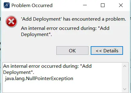 使用myeclipse tomcat插件部署web项目时报错 an internal error occurred during add deployment . java.lang.nullpointerexception